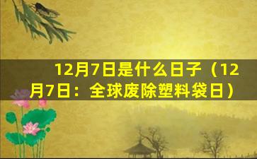 12月7日是什么日子（12月7日：全球废除塑料袋日）