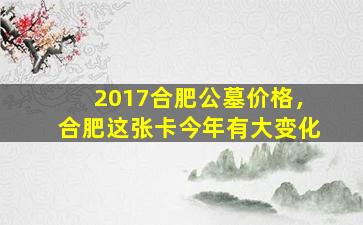 2017合肥公墓价格，合肥这张卡今年有大变化