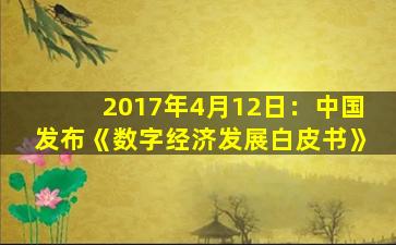 2017年4月12日：中国发布《数字经济发展白皮书》