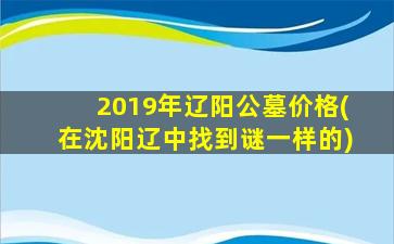 2019年辽阳公墓价格(在沈阳辽中找到谜一样的)