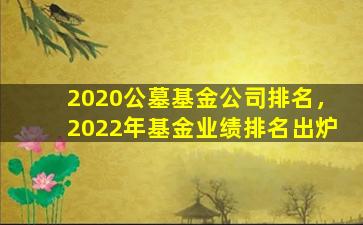 2020公墓基金公司排名，2022年基金业绩排名出炉