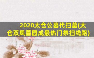 2020太仓公墓代扫墓(太仓双凤墓园成最热门祭扫线路)