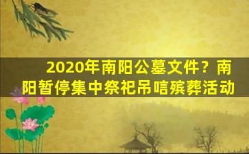 2020年南阳公墓文件？南阳暂停集中祭祀吊唁殡葬活动