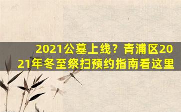 2021公墓上线？青浦区2021年冬至祭扫预约指南看这里