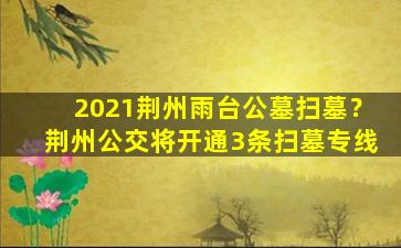 2021荆州雨台公墓扫墓？荆州公交将开通3条扫墓专线