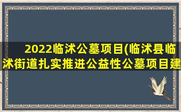 2022临沭公墓项目(临沭县临沭街道扎实推进公益性公墓项目建设工作)
