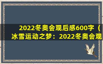 2022冬奥会观后感600字（冰雪运动之梦：2022冬奥会观后感）