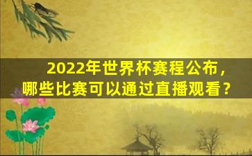 2022年世界杯赛程公布，哪些比赛可以通过直播观看？
