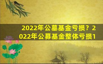 2022年公墓基金亏损？2022年公募基金整体亏损1