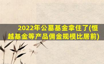 2022年公墓基金拿住了(恒越基金等产品佣金规模比居前)
