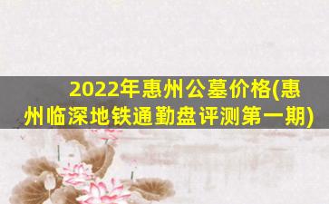 2022年惠州公墓价格(惠州临深地铁通勤盘评测第一期)