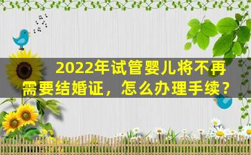 2022年试管婴儿将不再需要结婚证，怎么办理手续？