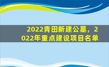 2022青田新建公墓，2022年重点建设项目名单