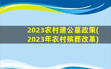 2023农村建公墓政策(2023年农村殡葬改革)