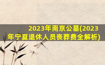 2023年南京公墓(2023年宁夏退休人员丧葬费全解析)