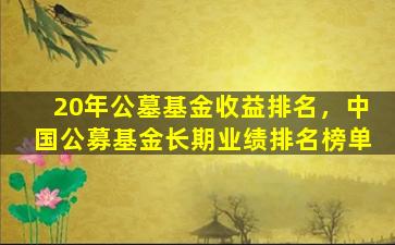 20年公墓基金收益排名，中国公募基金长期业绩排名榜单