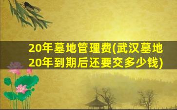 20年墓地管理费(武汉墓地20年到期后还要交多少钱)