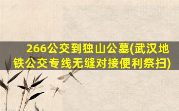 266公交到独山公墓(武汉地铁公交专线无缝对接便利祭扫)