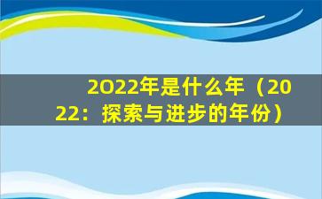 2O22年是什么年（2022：探索与进步的年份）