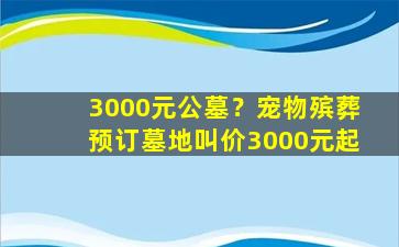 3000元公墓？宠物殡葬预订墓地叫价3000元起