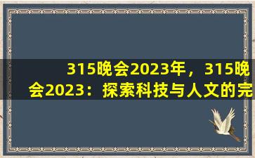 315晚会2023年，315晚会2023：探索科技与人文的完美结合