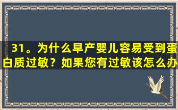 31。为什么早产婴儿容易受到蛋白质过敏？如果您有过敏该怎么办？