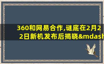 360和网易合作,谜底在2月22日新机发布后揭晓—360网神和360什么关系