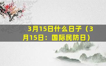 3月15日什么日子（3月15日：国际民防日）