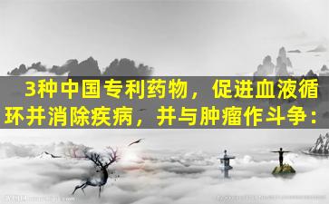 3种中国专利药物，促进血液循环并消除疾病，并与肿瘤作斗争：