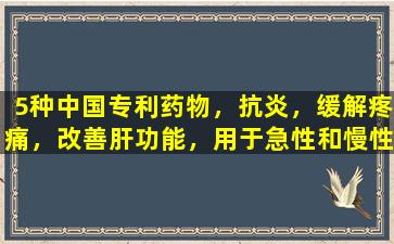 5种中国专利药物，抗炎，缓解疼痛，改善肝功能，用于急性和慢性肝炎，口干和苦味