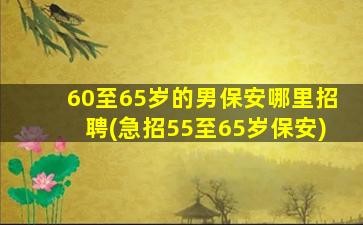 60至65岁的男保安哪里招聘(急招55至65岁保安)