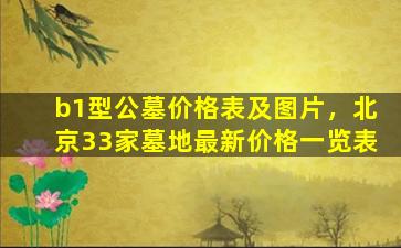 b1型公墓价格表及图片，北京33家墓地最新价格一览表