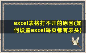 excel表格打不开的原因(如何设置excel每页都有表头)