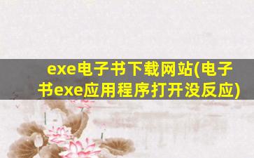 exe电子书下载网站(电子书exe应用程序打开没反应)
