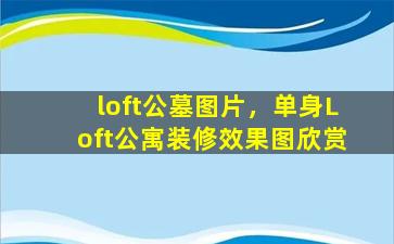 loft公墓图片，单身Loft公寓装修效果图欣赏