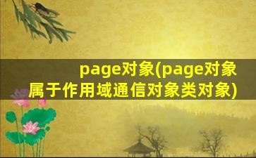 page对象(page对象属于作用域通信对象类对象)