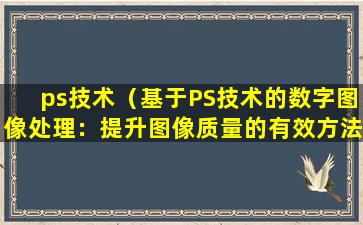 ps技术（基于PS技术的数字图像处理：提升图像质量的有效方法）