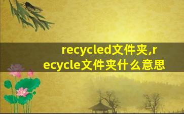 recycled文件夹,recycle文件夹什么意思