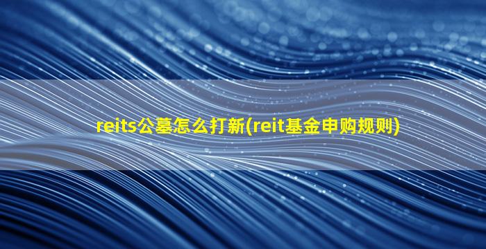 reits公墓怎么打新(reit基金申购规则)
