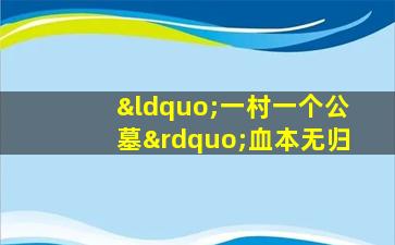 “一村一个公墓”血本无归