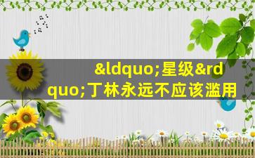 “星级”丁林永远不应该滥用