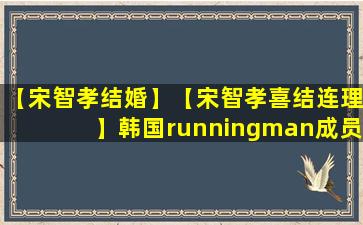 【宋智孝结婚】【宋智孝喜结连理】韩国runningman成员宋智孝与圈外人士金柱赫甜蜜结婚