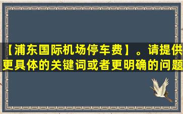 【浦东国际机场停车费】。请提供更具体的关键词或者更明确的问题，以便我更好地为您提供帮助。