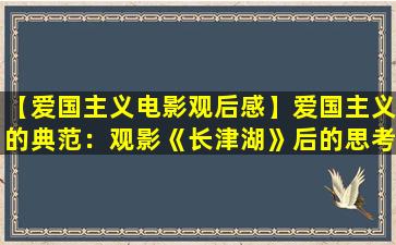 【爱国主义电影观后感】爱国主义的典范：观影《长津湖》后的思考
