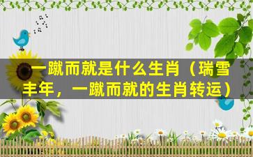 一蹴而就是什么生肖（瑞雪丰年，一蹴而就的生肖转运）