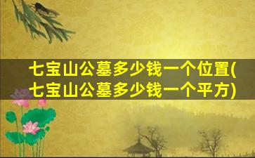 七宝山公墓多少钱一个位置(七宝山公墓多少钱一个平方)