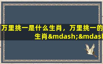 万里挑一是什么生肖，万里挑一的生肖——猪