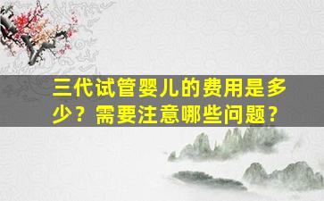 三代试管婴儿的费用是多少？需要注意哪些问题？