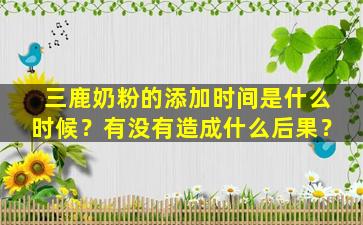 三鹿奶粉的添加时间是什么时候？有没有造成什么后果？