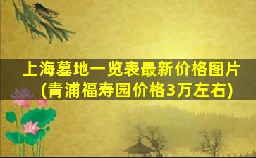上海墓地一览表最新价格图片(青浦福寿园价格3万左右)